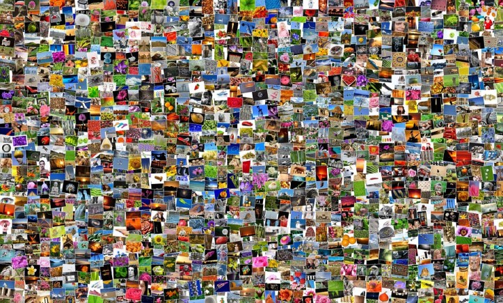 Mosaic of hundreds of photo album pictures